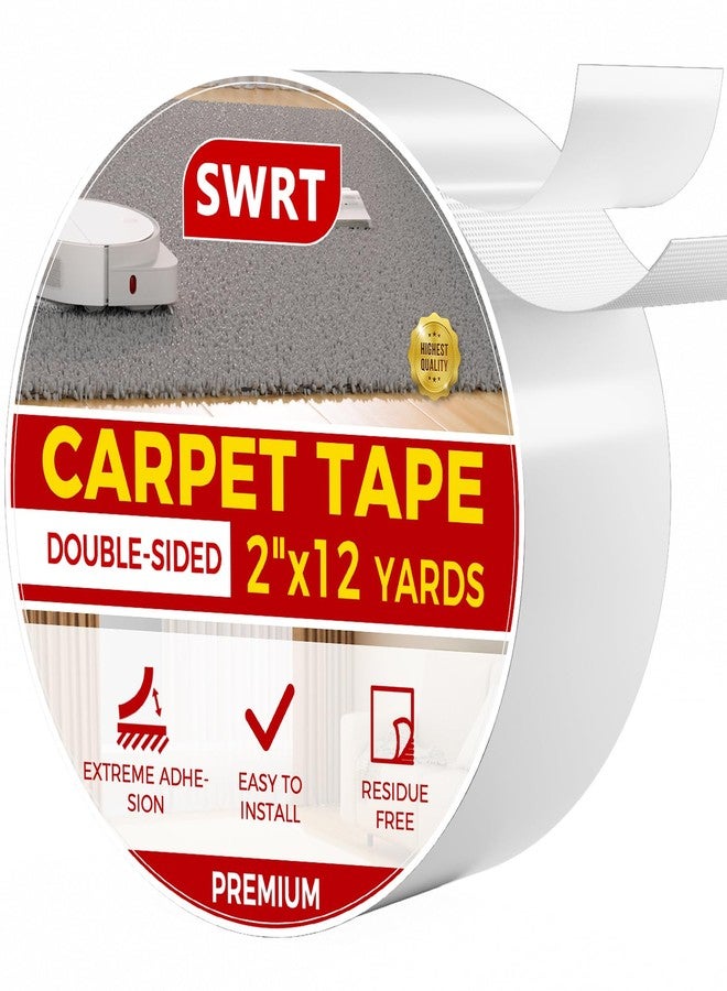 SWRT Carpet Tape Double Sided Rug Tape for Hardwood Floors - 2 Inch x 12 Yards-Strong Hot Melt Adhesive, Residue-Free & Floor Safe, Easy to Use for Seniors and Families - Image 1